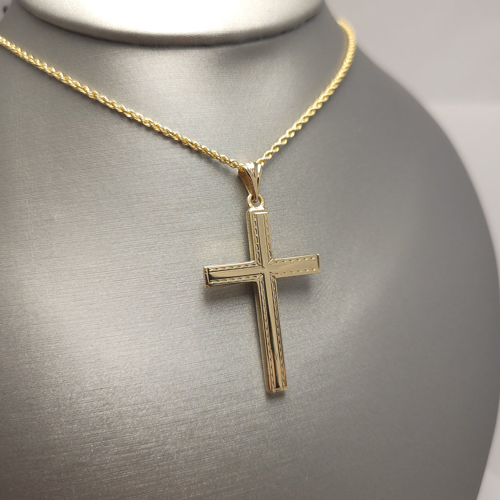 Colgante Cruz Plana Oro Amarillo 14K
