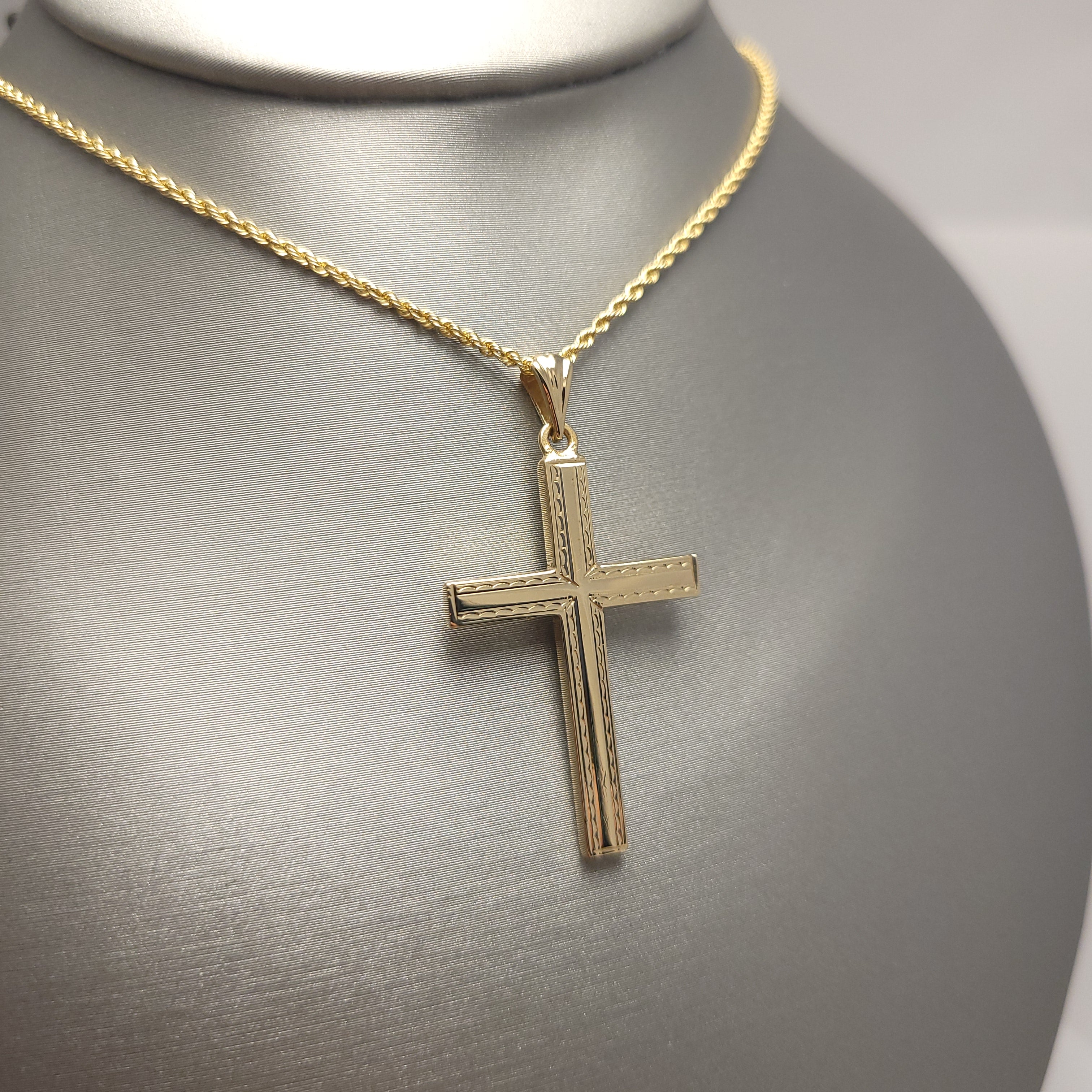 Colgante Cruz Plana Oro Amarillo 14K