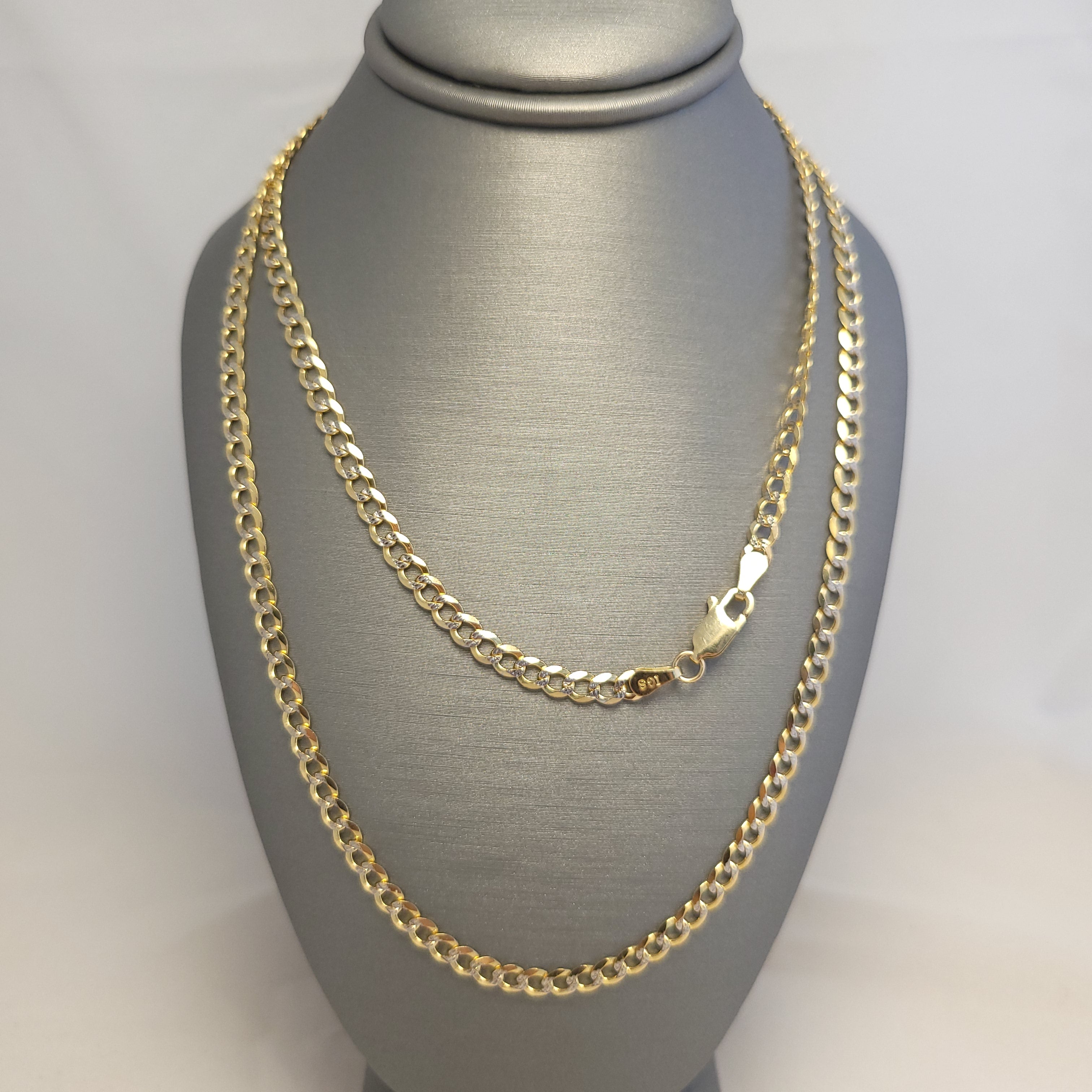 Cadena cubana con corte de diamante de 14K