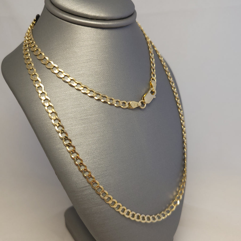 Cadena maciza de eslabones tipo "Curb" de oro amarillo de 14K