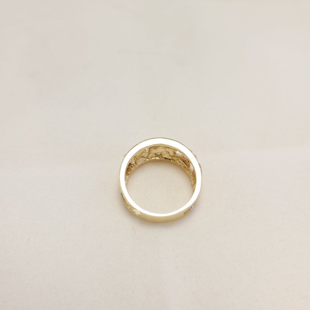Anillo de elefante de la suerte tricolor de oro de 14 quilates