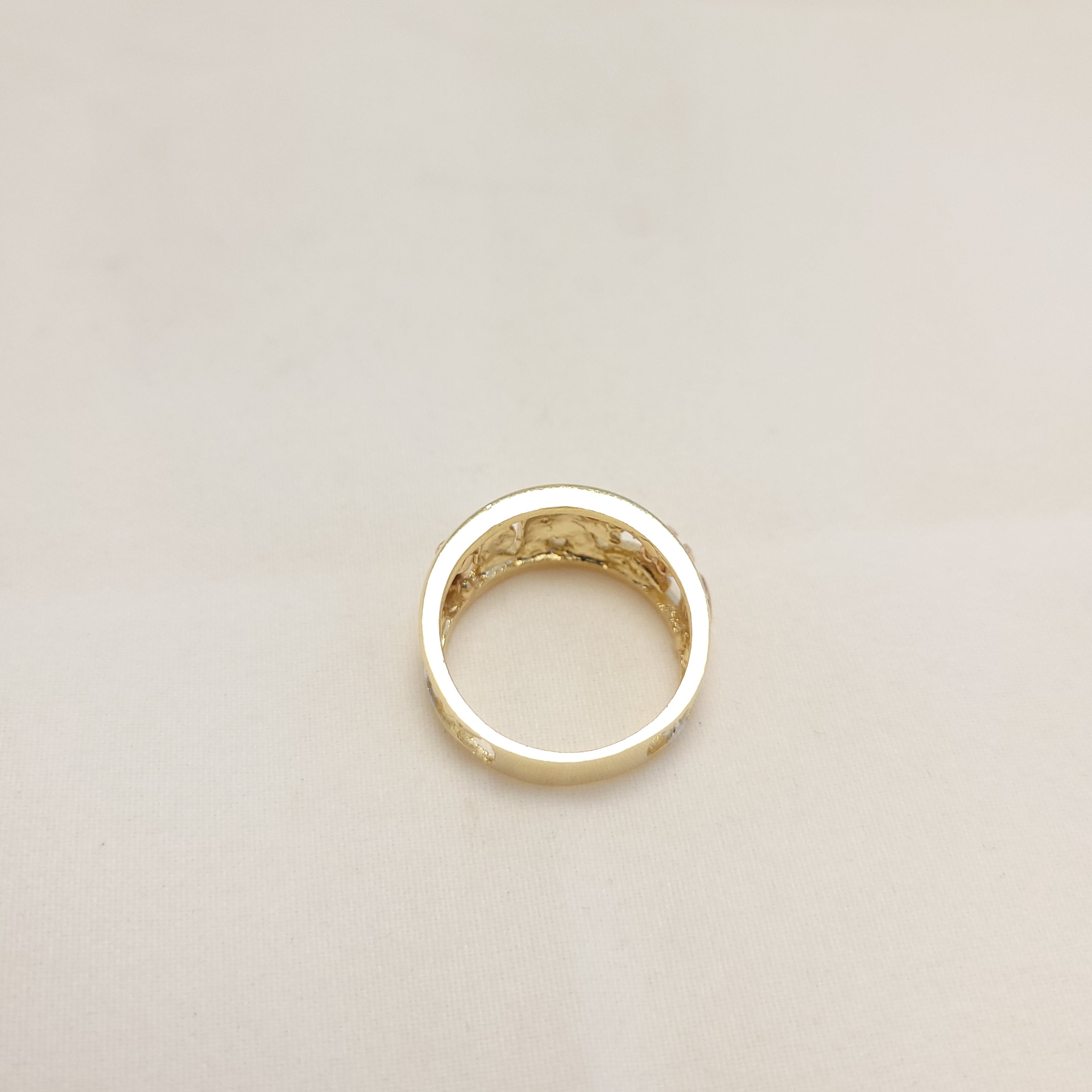 Anillo de elefante de la suerte tricolor de oro de 14 quilates