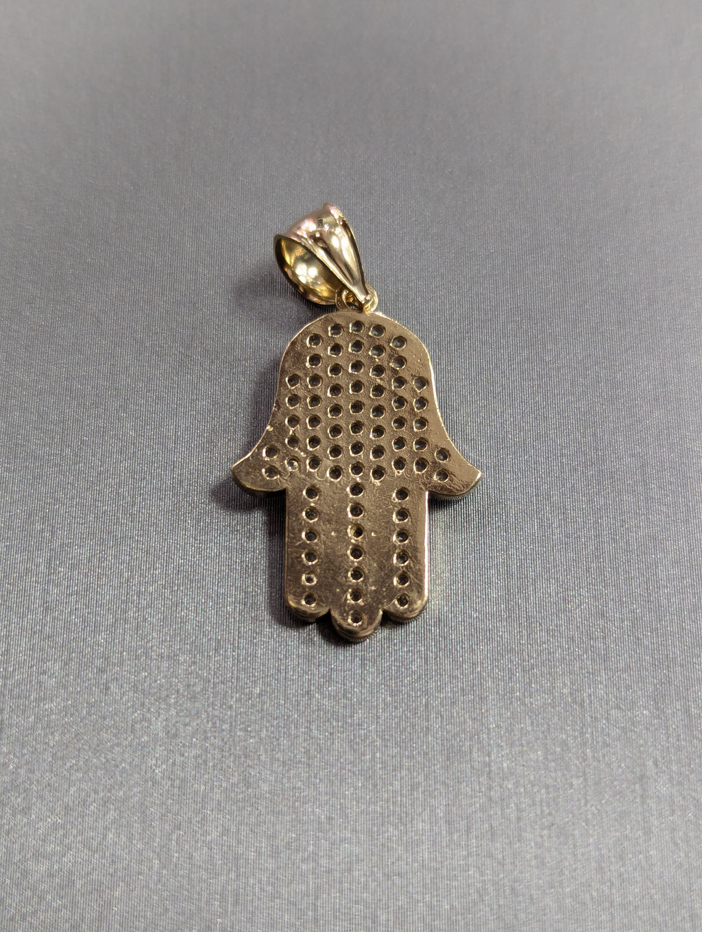 Colgante Mano de Hamsa de Oro Amarillo de 14K con Circonitas