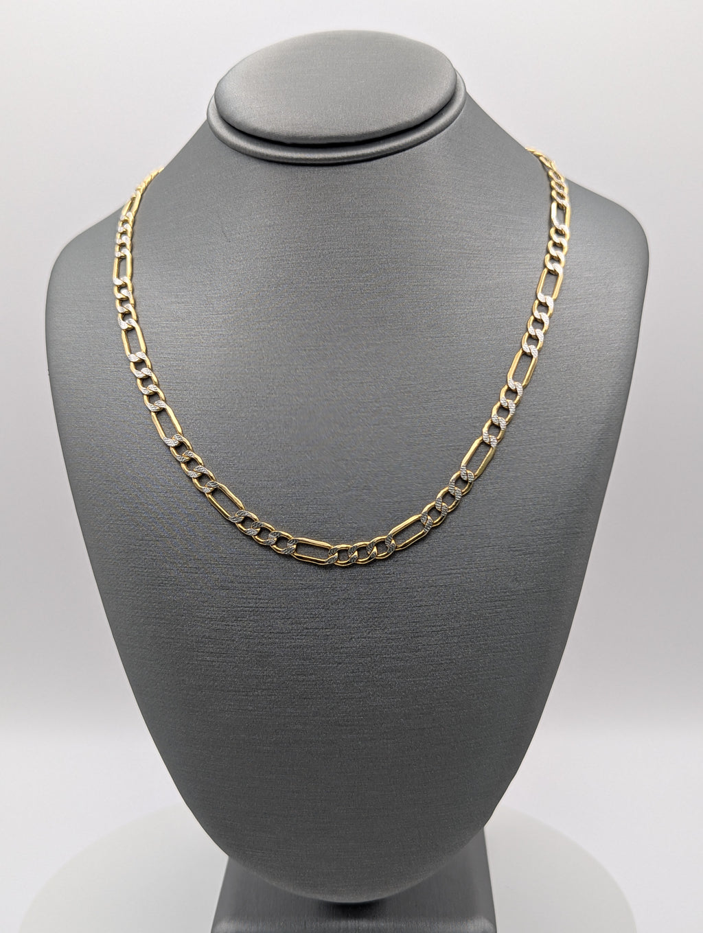 Cadena Eslabón Figaro Calado Oro Amarillo 14K Corte Diamante
