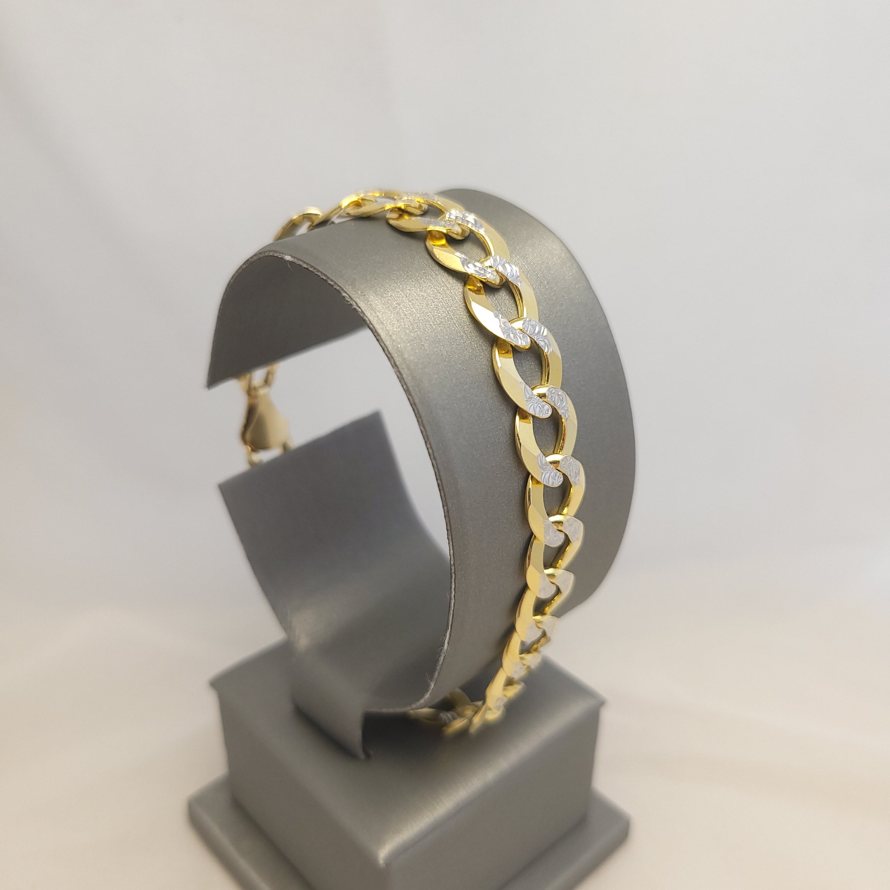 Pulsera de eslabones forzados con corte diamante de oro de 14K