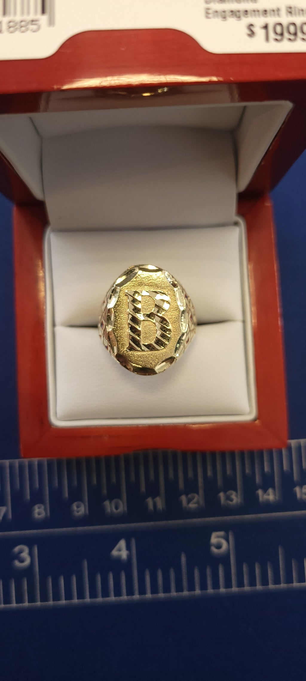 10K YG Letter "B" Ring