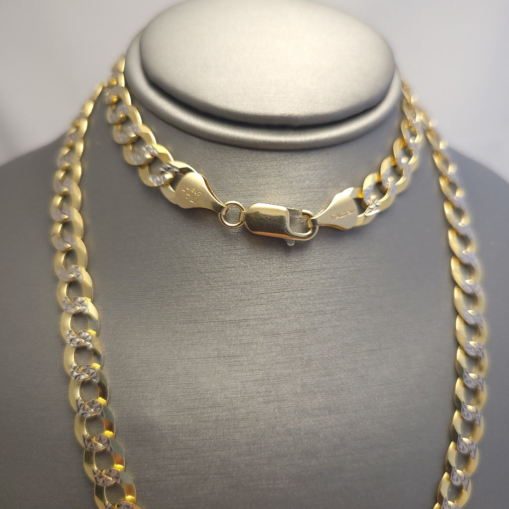 Cadena de eslabones cubanos con corte de diamante de 14K
