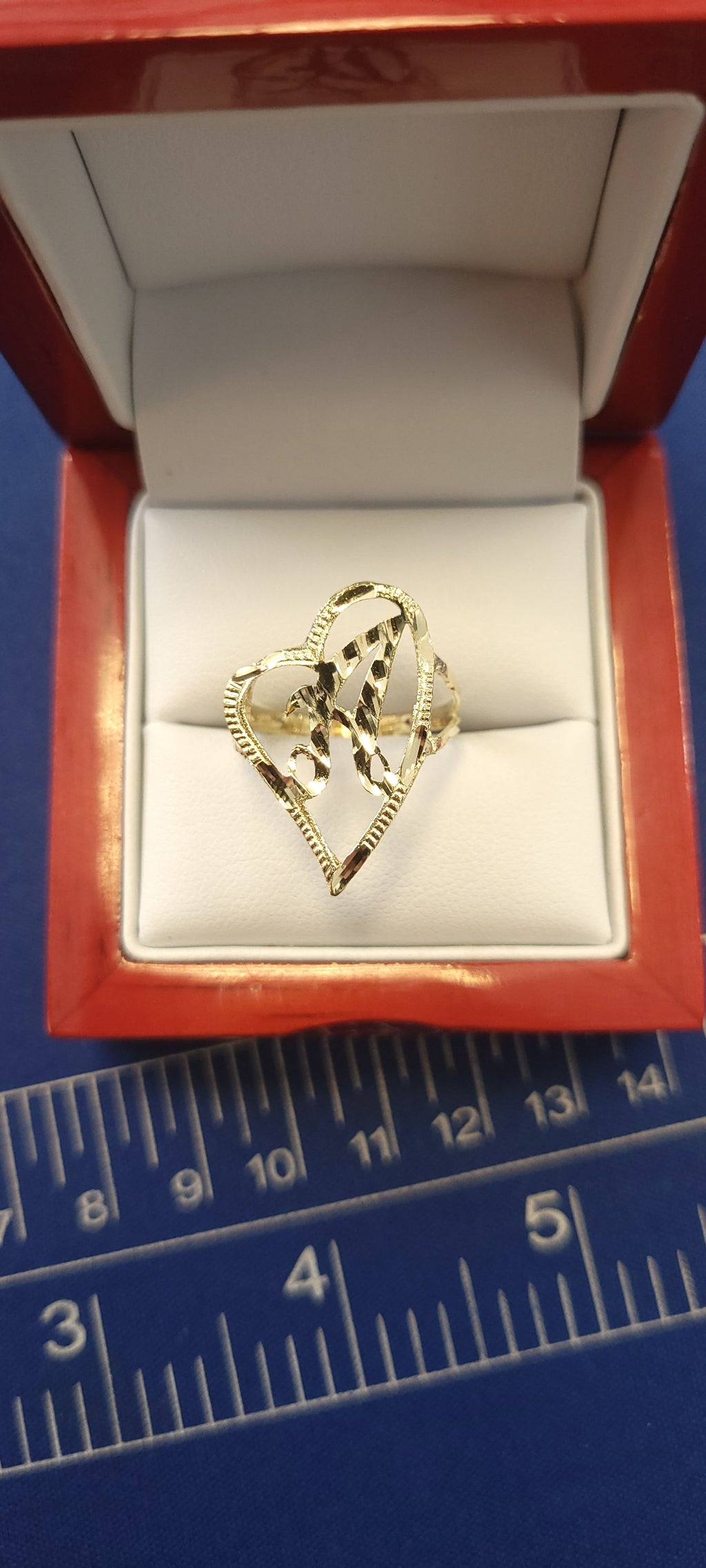 10K YG Letter "A" Ring
