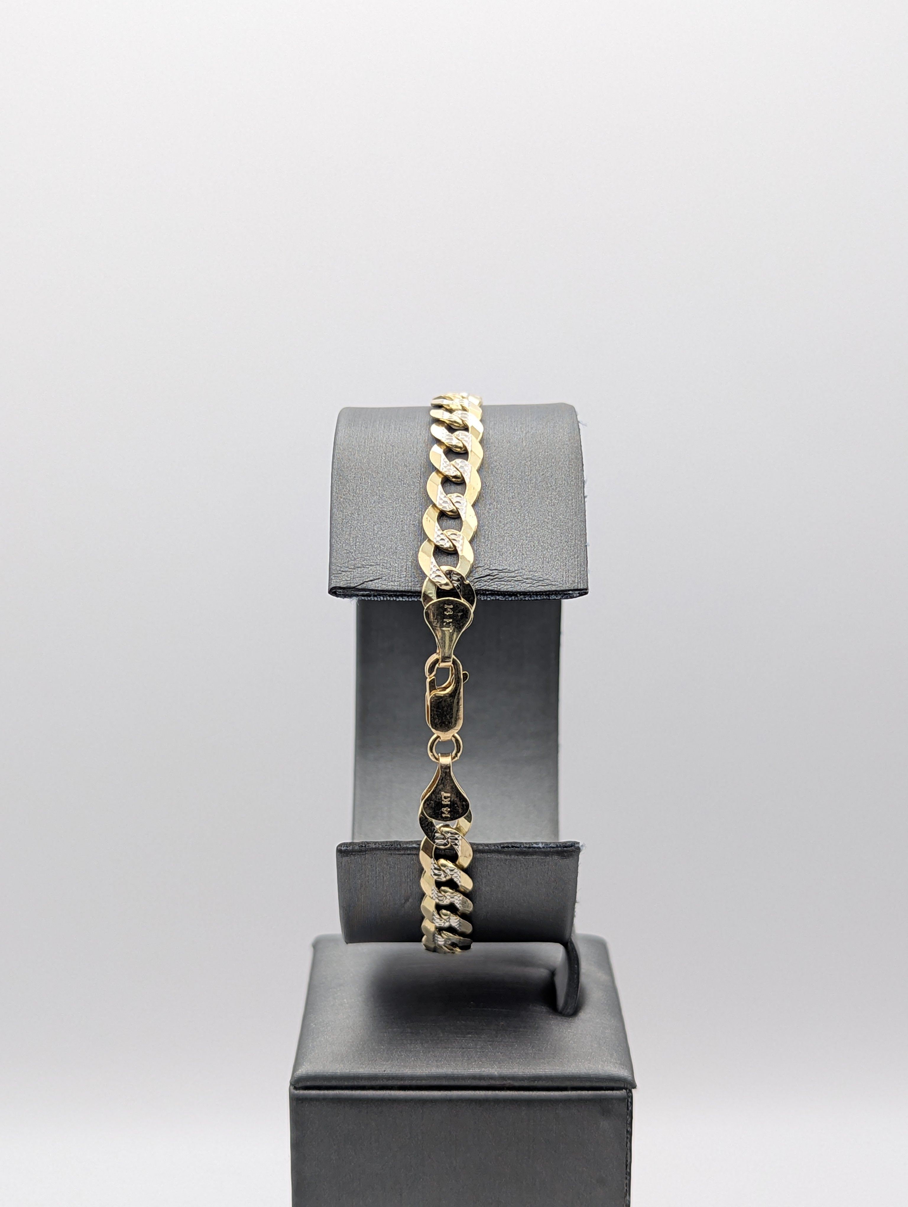 Pulsera de eslabones de corte diamante 14K