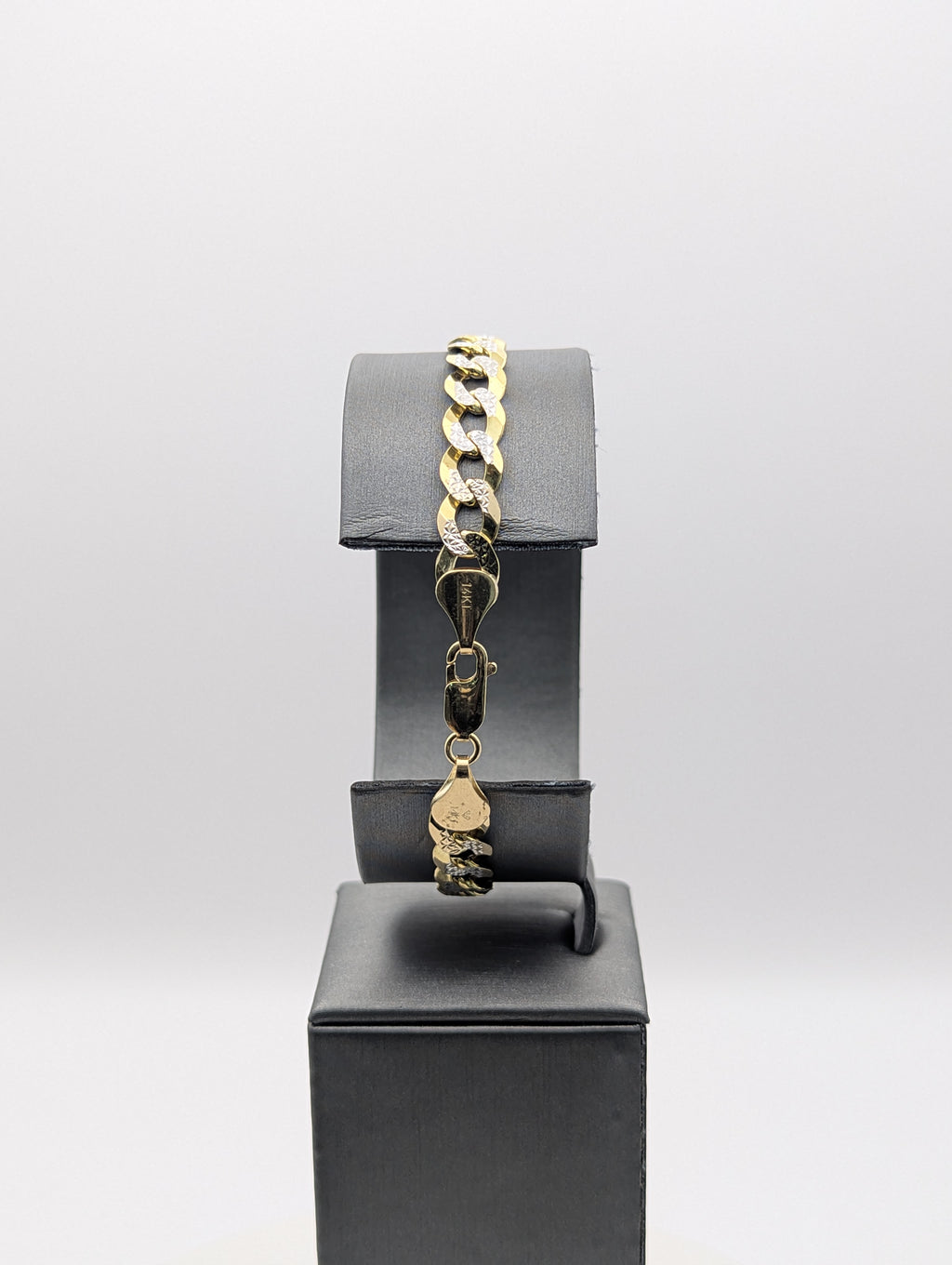 Pulsera de eslabones tipo frenada, oro de 14 quilates, corte diamante