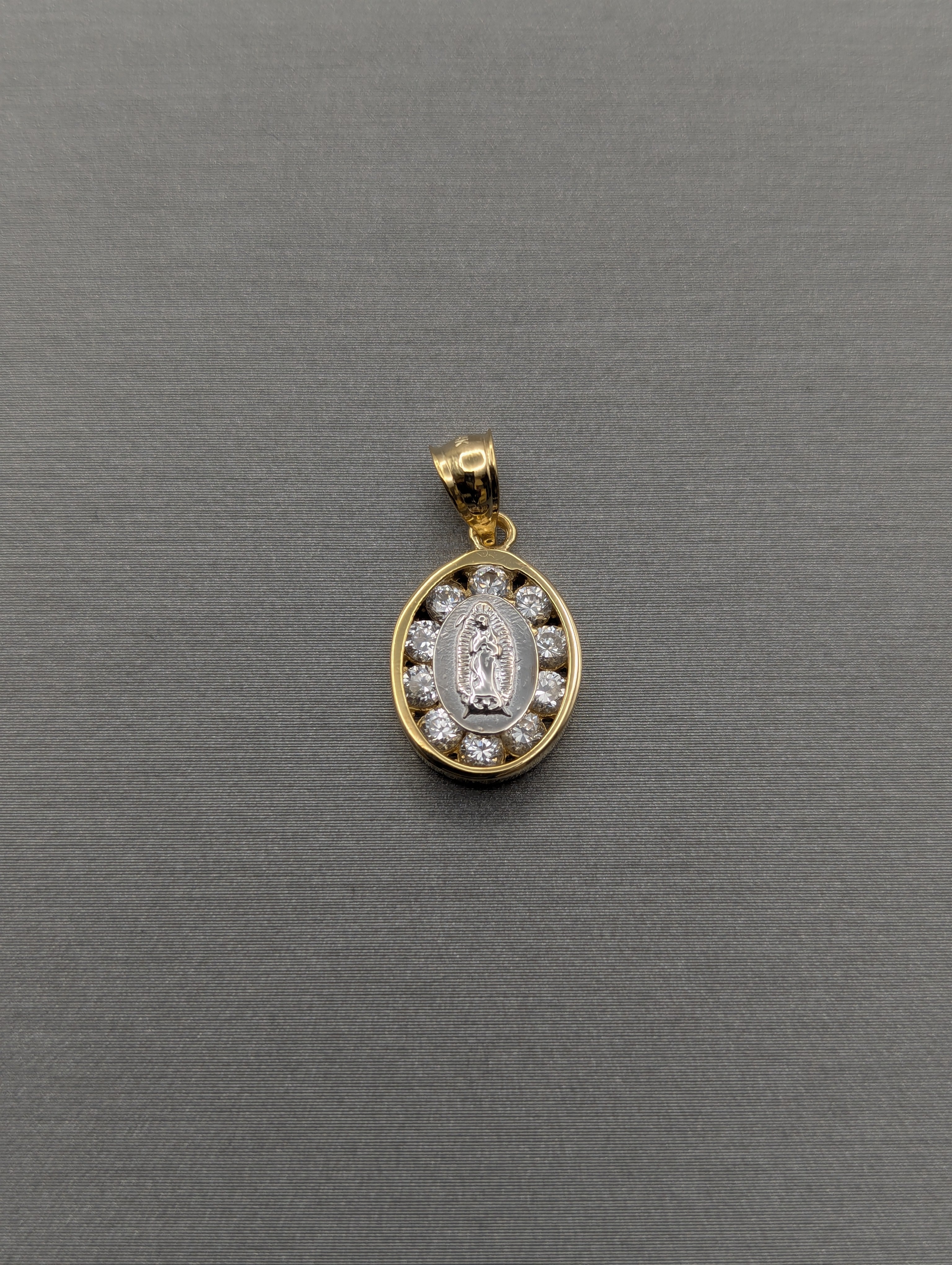 14K YG/WG CZ Guadalupe Pendant