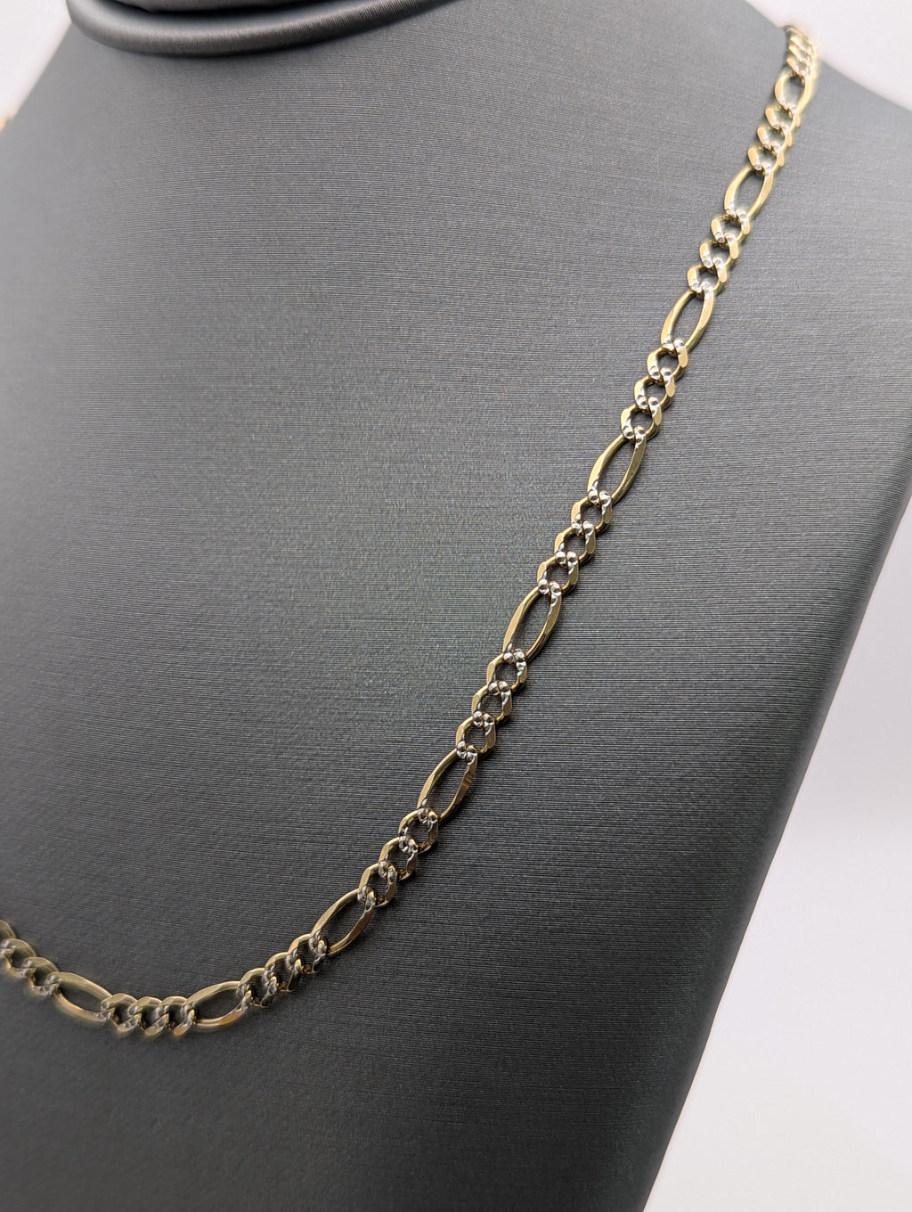 Cadena Fígaro de Oro Amarillo 14K con Corte Diamantado
