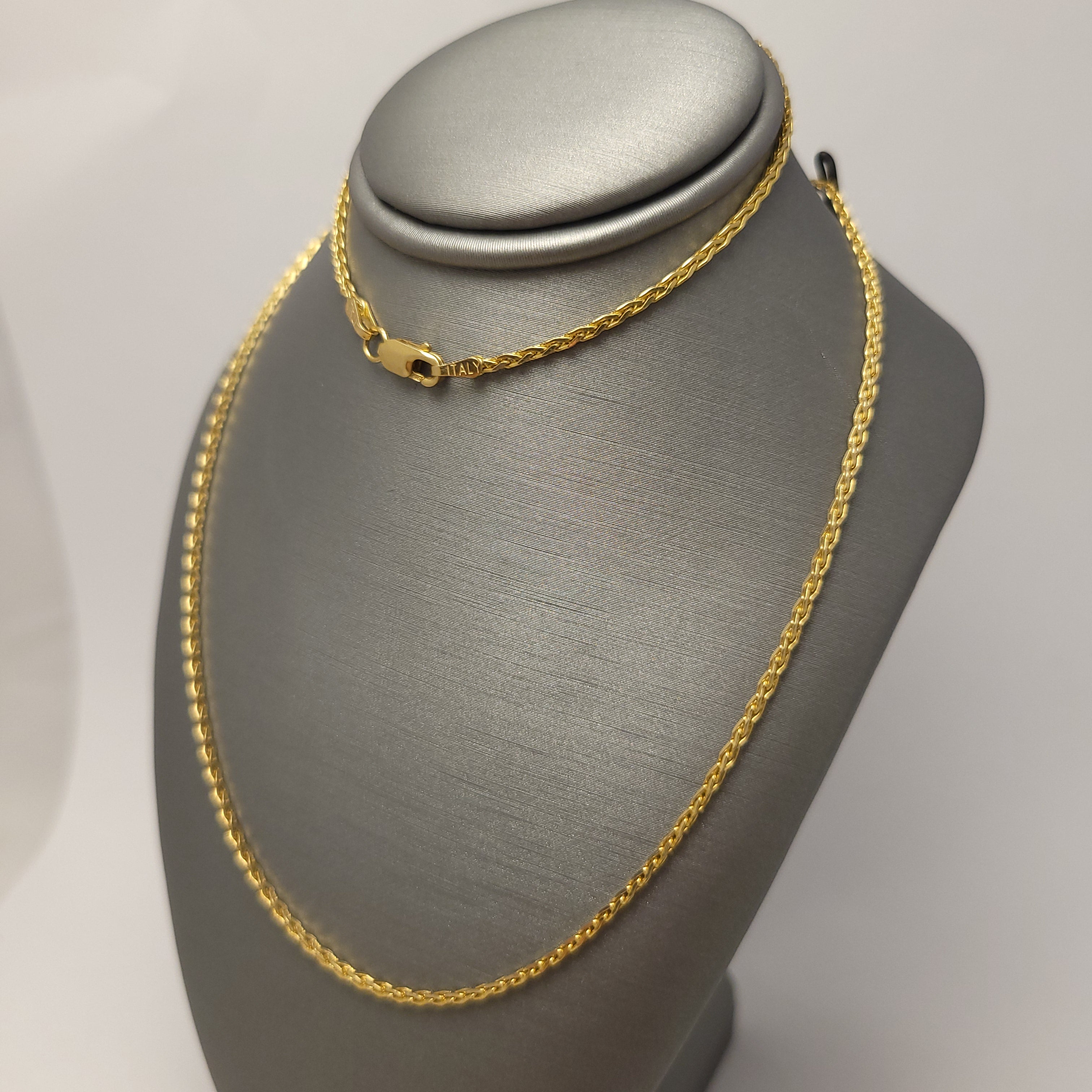 Cadena Sólida de Eslabones Spiga de Oro Amarillo de 14K