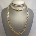 Cadena de eslabones cubanos con corte de diamante de 14K