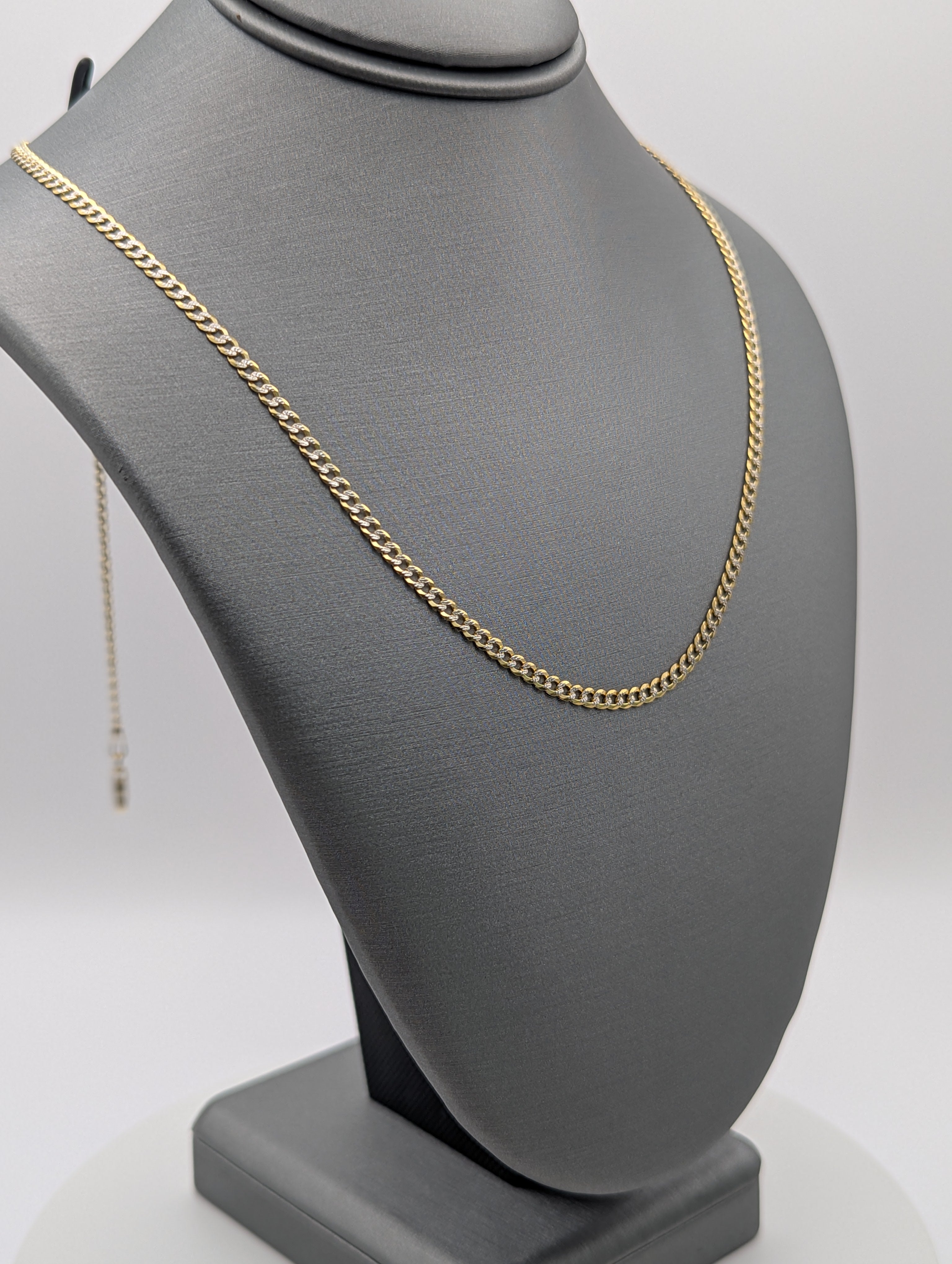 Cadena Cubana de Oro Amarillo 14K con Corte Diamantado