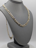 Cadena Fígaro de oro amarillo de 14K con corte de diamante