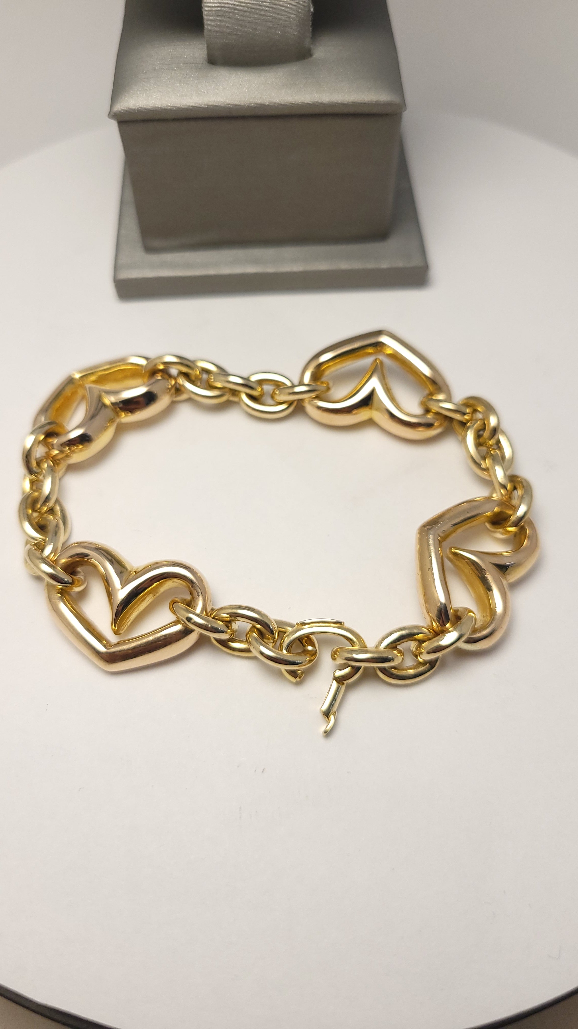 14K YG Puffy Heart Bracelet