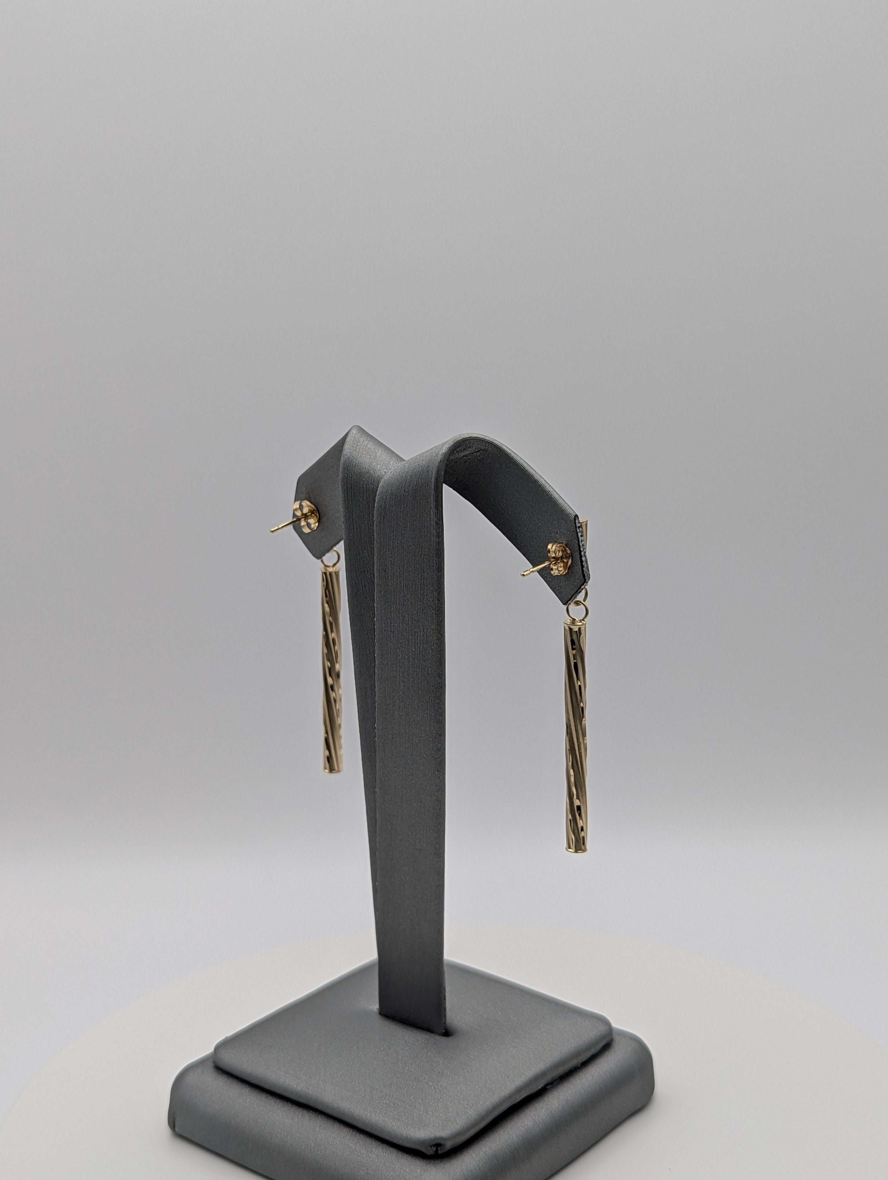14K YG Dia Cut Twisted Dangly Earrings