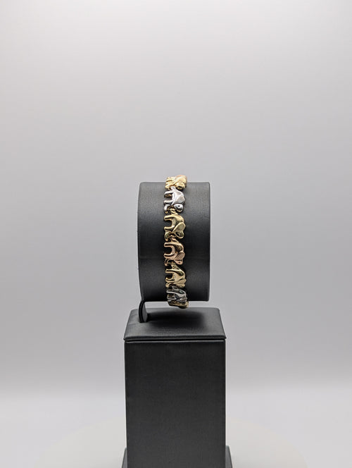 Pulsera de elefante tricolor de 14K