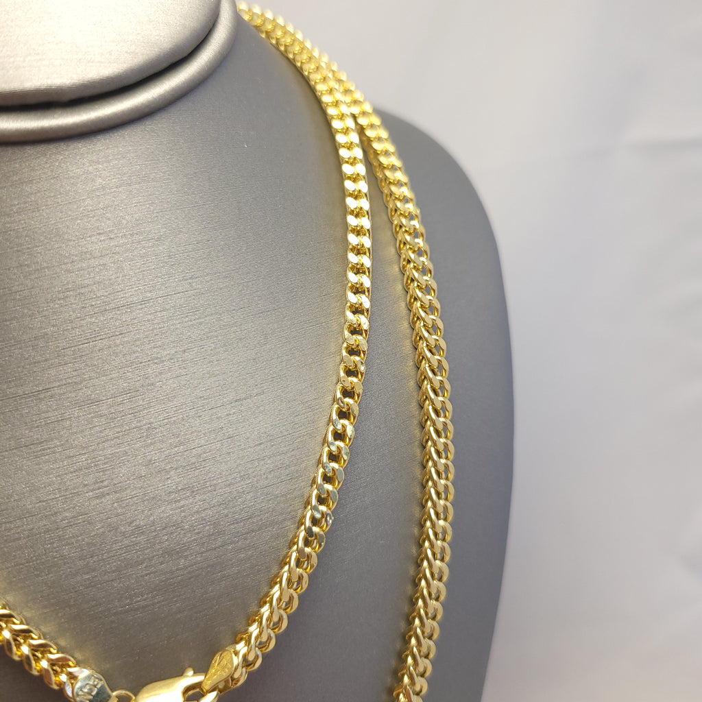 Cadena cola de zorro hueca de oro amarillo de 14K