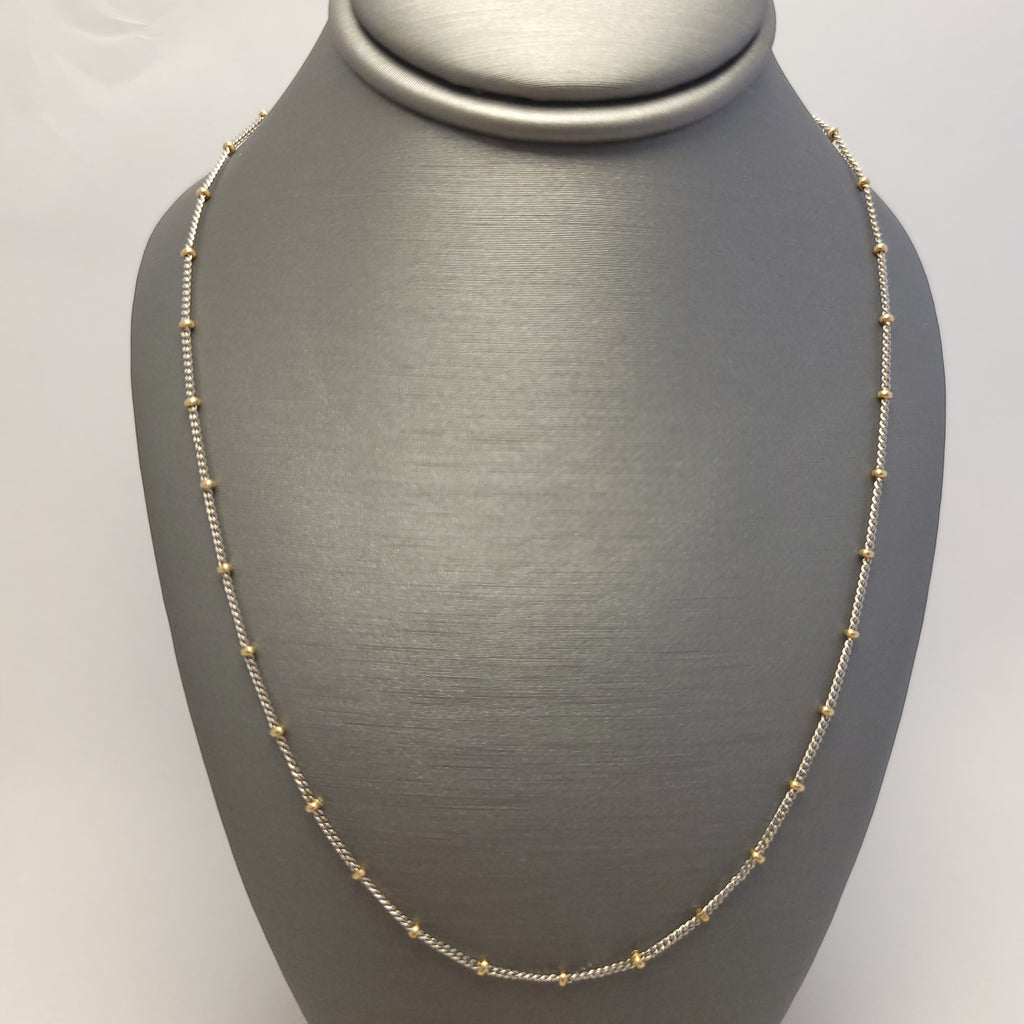 Collar de eslabones cubanos 14K de dos tonos de fantasía