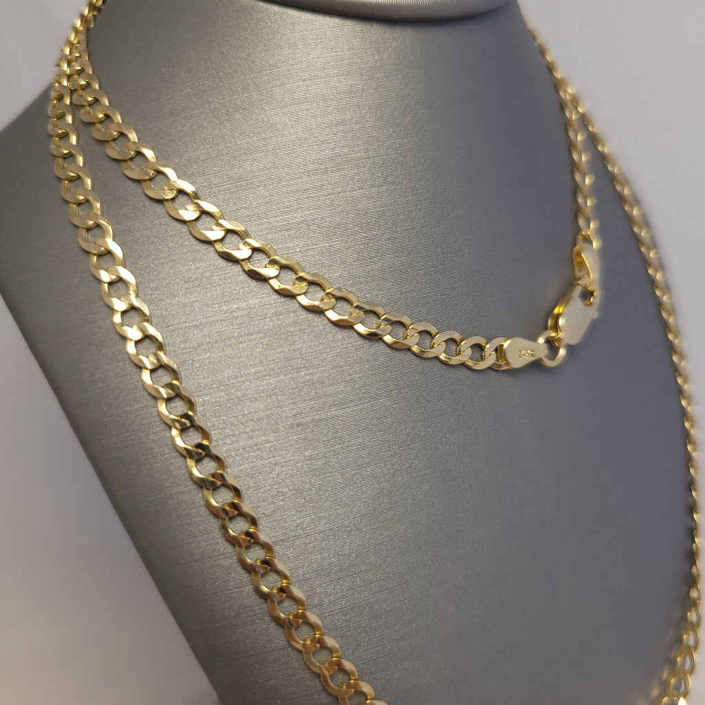 Cadena maciza de eslabones tipo "Curb" de oro amarillo de 14K