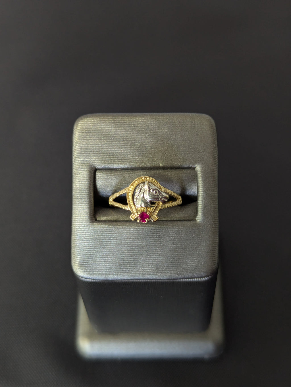 Anillo de caballo de oro amarillo/blanco de 14 quilates