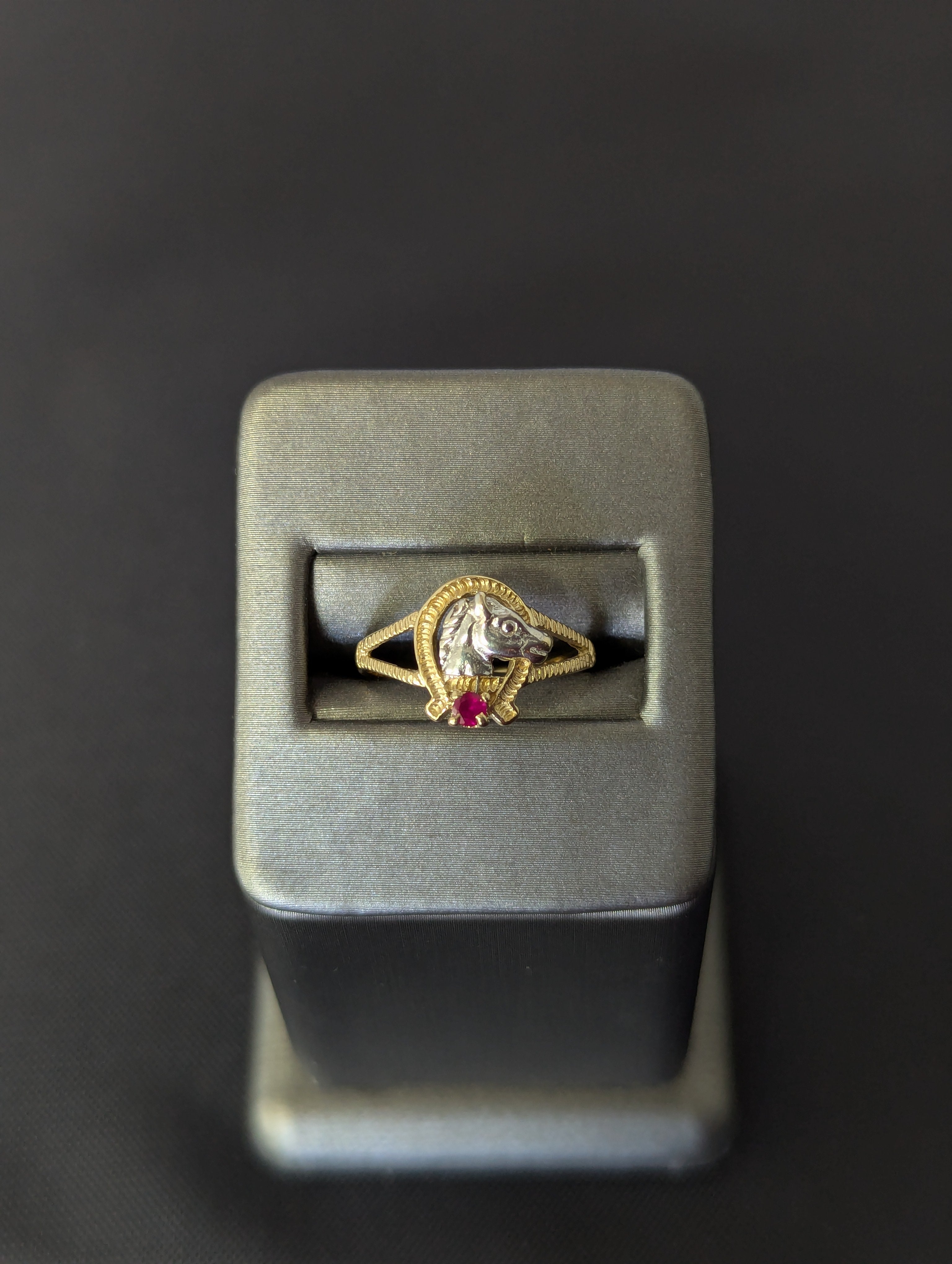 14K YG/WG Horse Ring