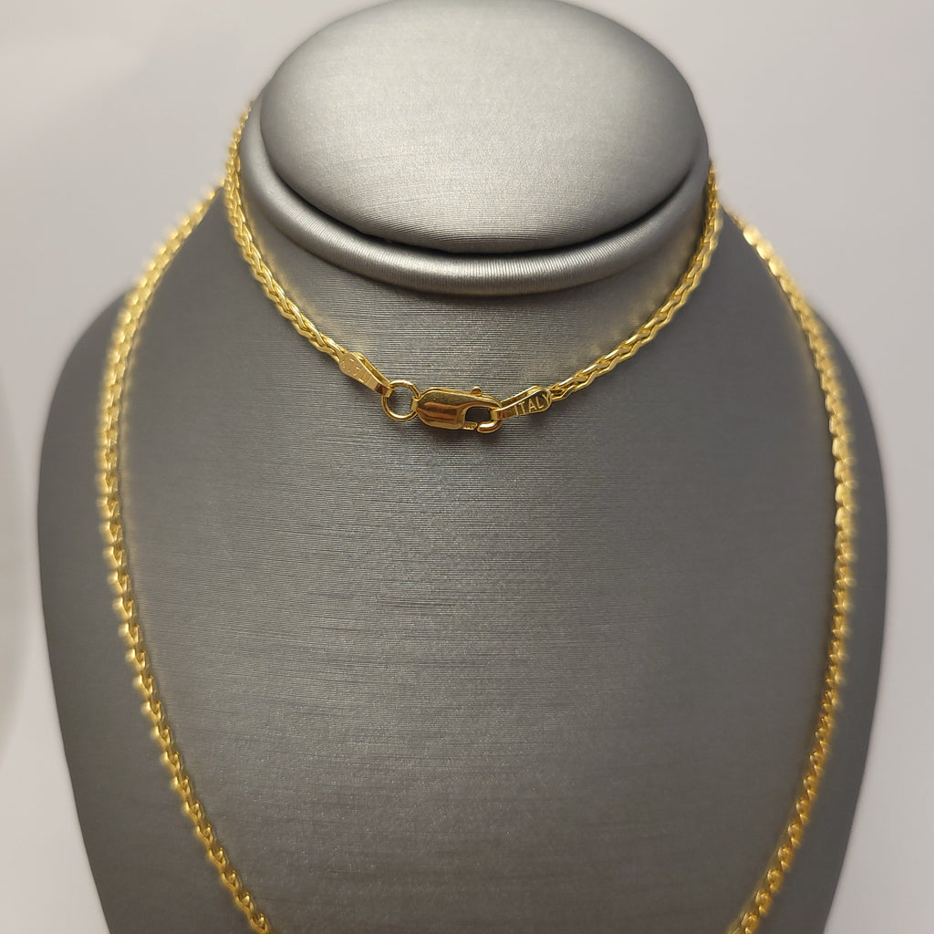 Cadena Sólida de Eslabones Spiga de Oro Amarillo de 14K