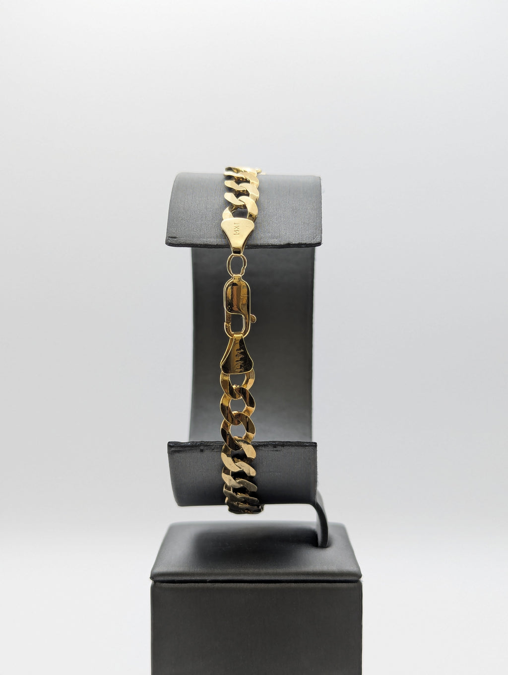 Pulsera de oro amarillo de 14 quilates, eslabón de cadena
