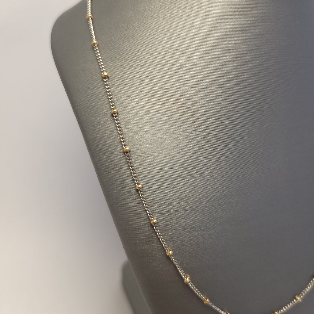 Collar de eslabones cubanos 14K de dos tonos de fantasía