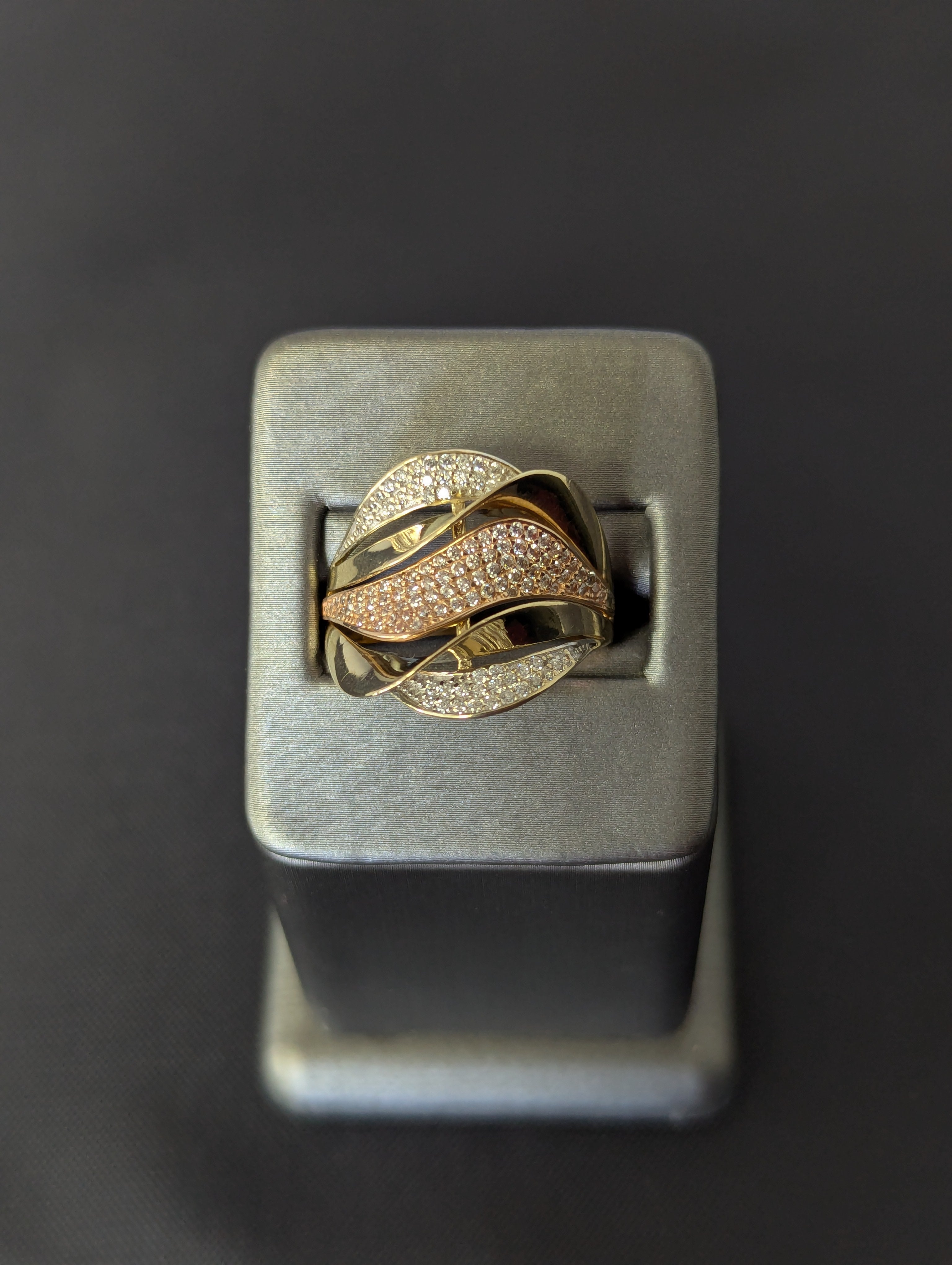 14K YG/RG Fancy Wavy CZ Ring