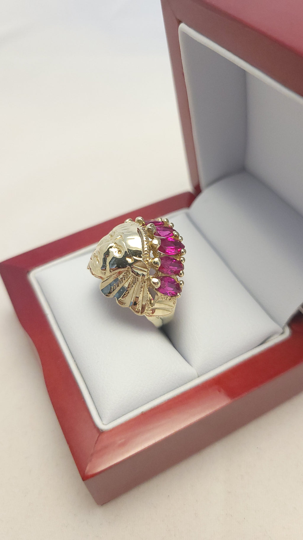 10K YG Indian Head Ring