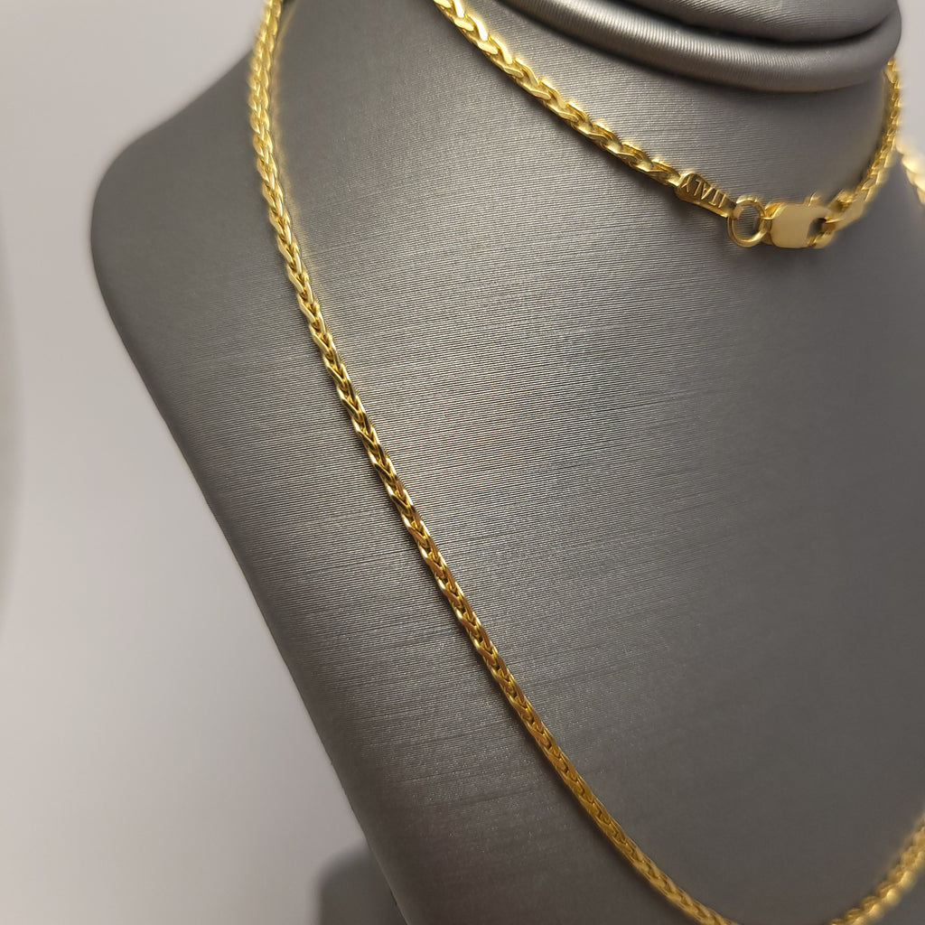 Cadena Sólida de Eslabones Spiga de Oro Amarillo de 14K