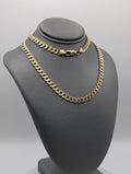 Cadena Curb Fresada de Oro Amarillo de 14K