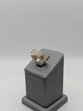 Alianza de boda de oro amarillo de 14K con circonitas