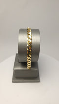 Pulsera de eslabones de cadena forzada de oro amarillo de 14K
