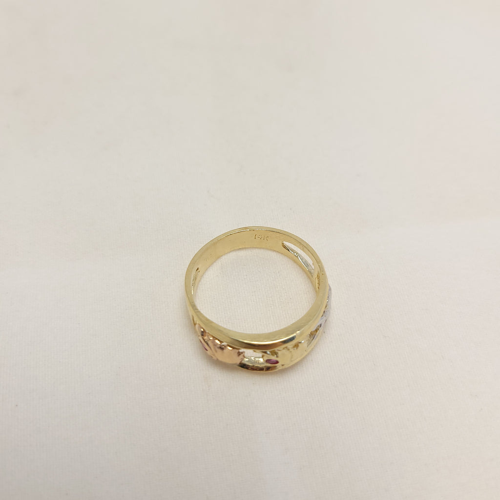 Anillo elefante tricolor de 14K