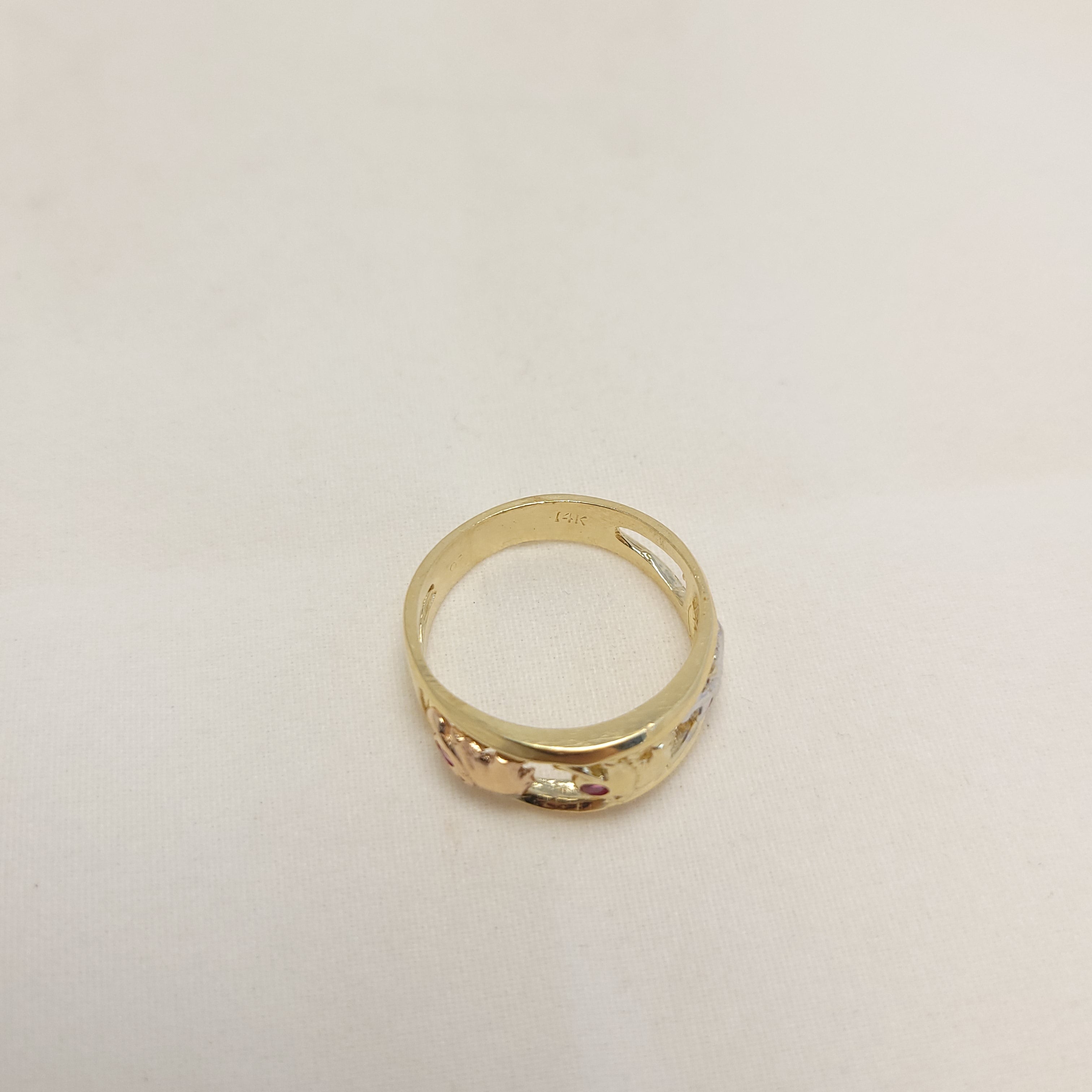Anillo elefante tricolor de 14K