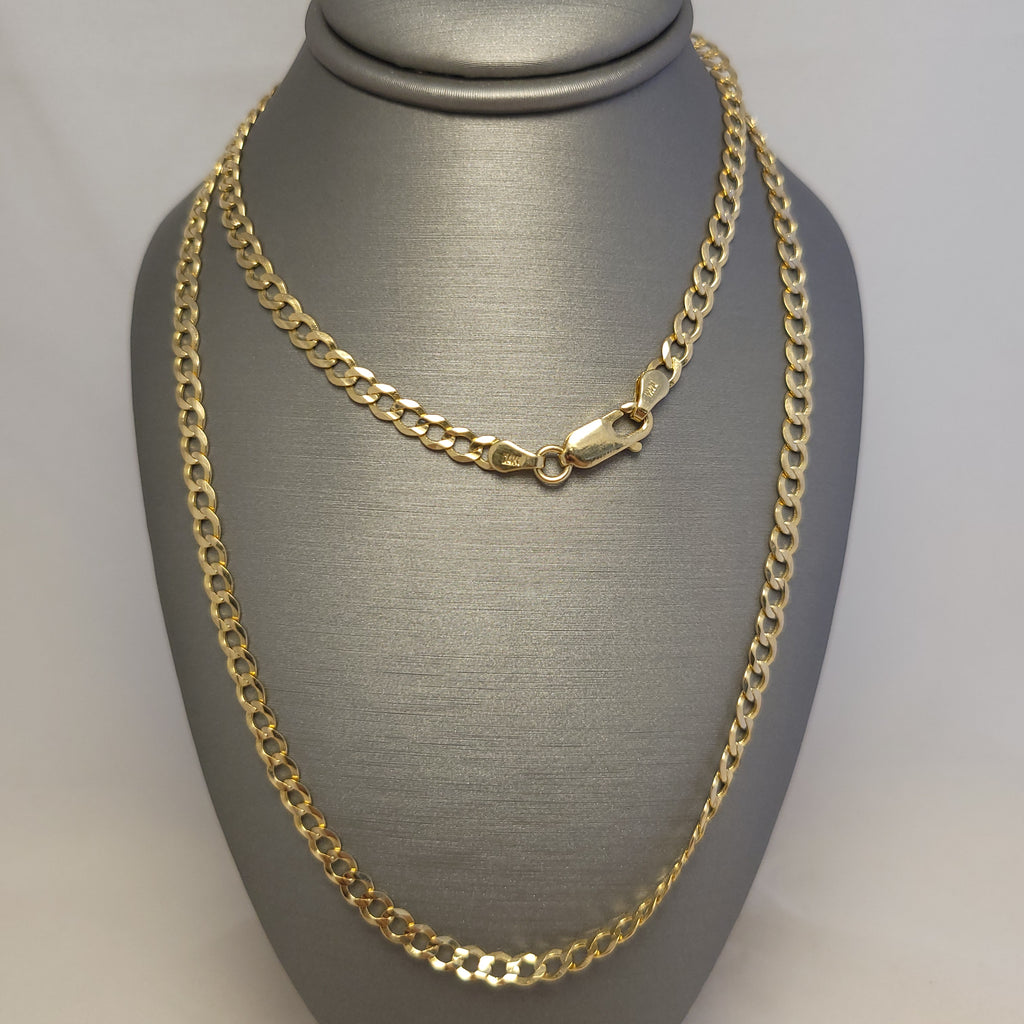 Cadena maciza de eslabones tipo "Curb" de oro amarillo de 14K