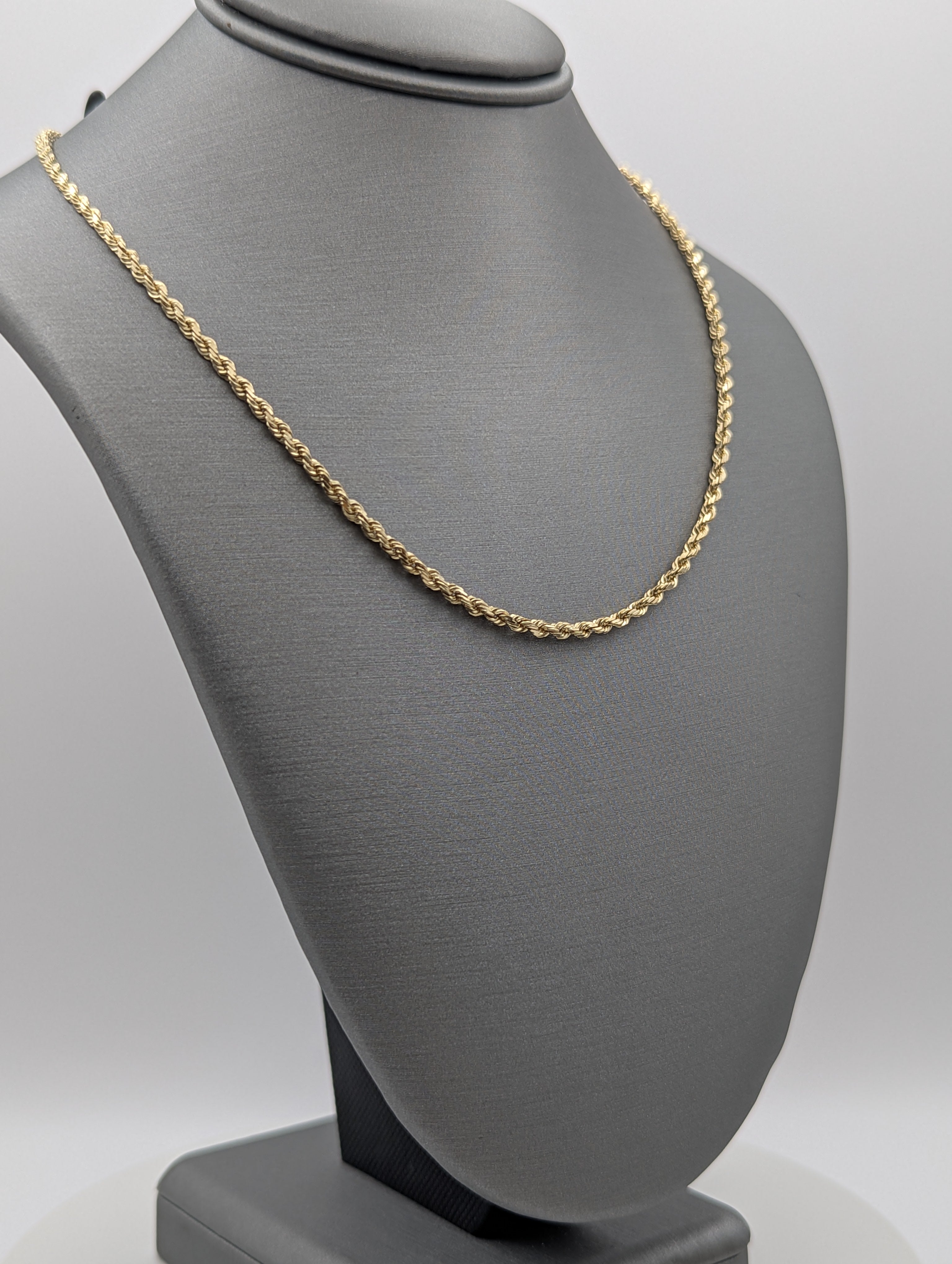 Cadena de soga de oro amarillo de 14K