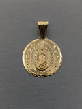 Colgante de Guadalupe en Oro Amarillo de 14K con Diamante