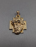 14K YG Jesus Head Pendant