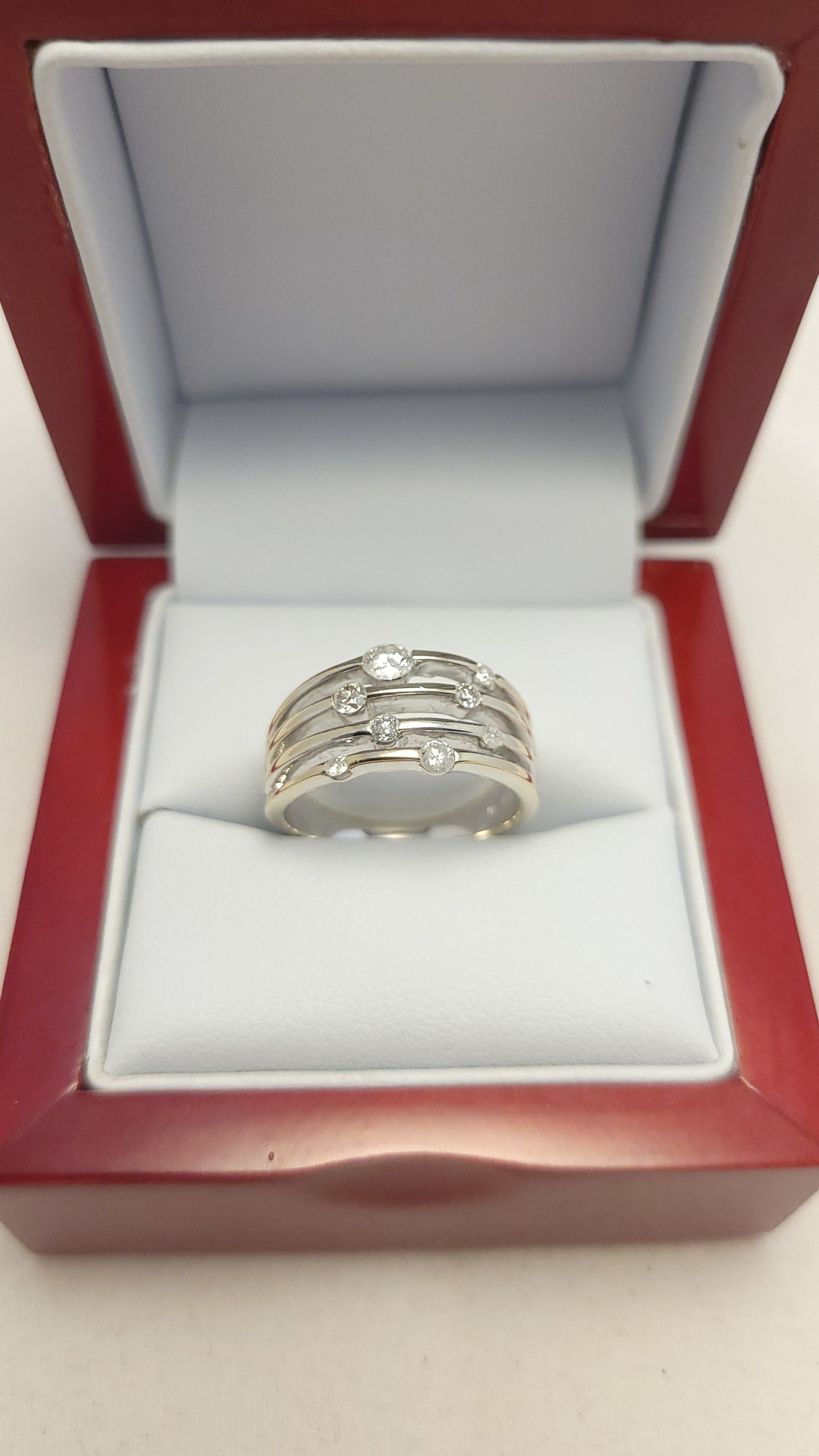 14K WG Diamond Four Row Band