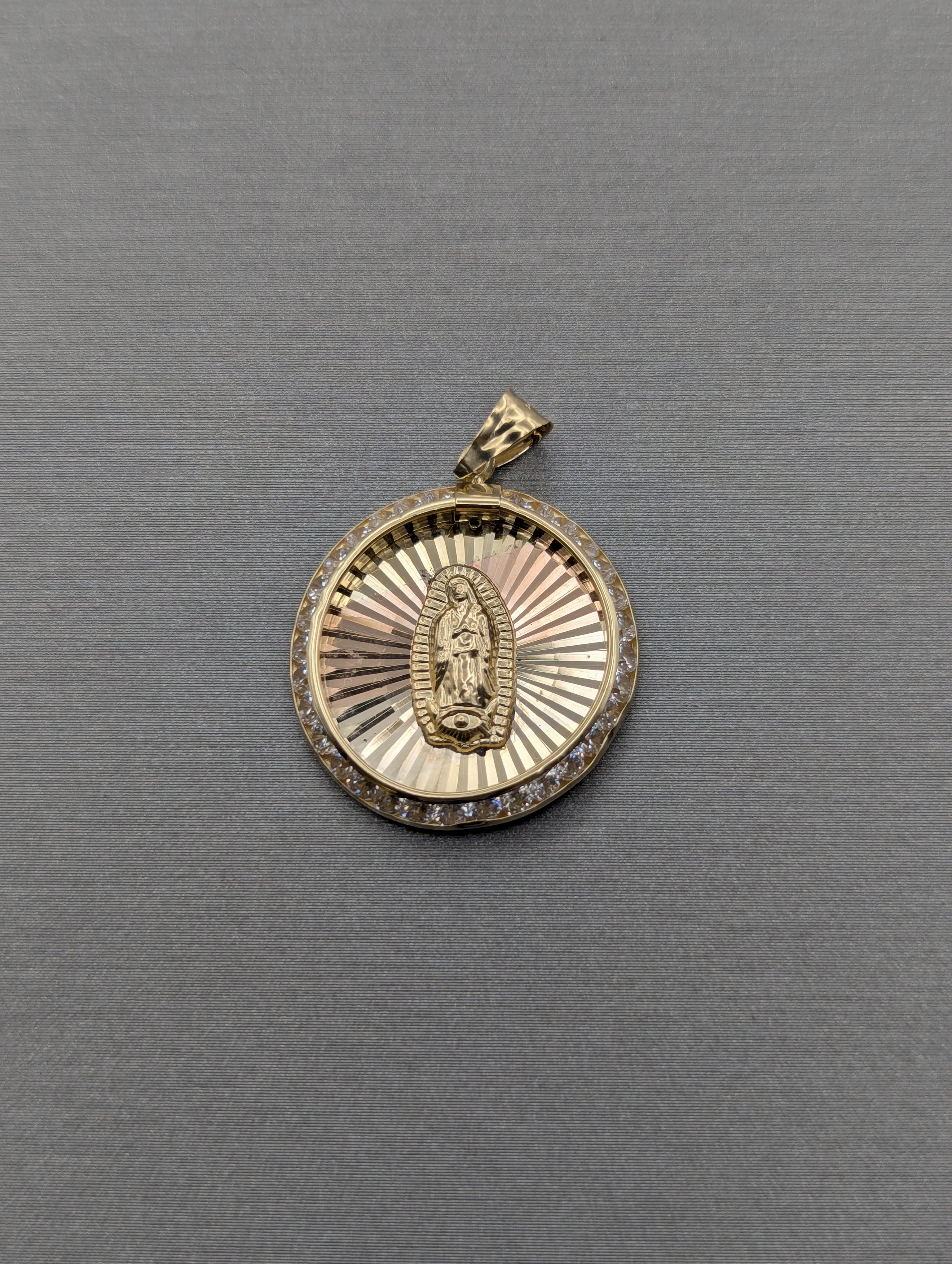 14K YG/RG CZ Guadalupe Pendant