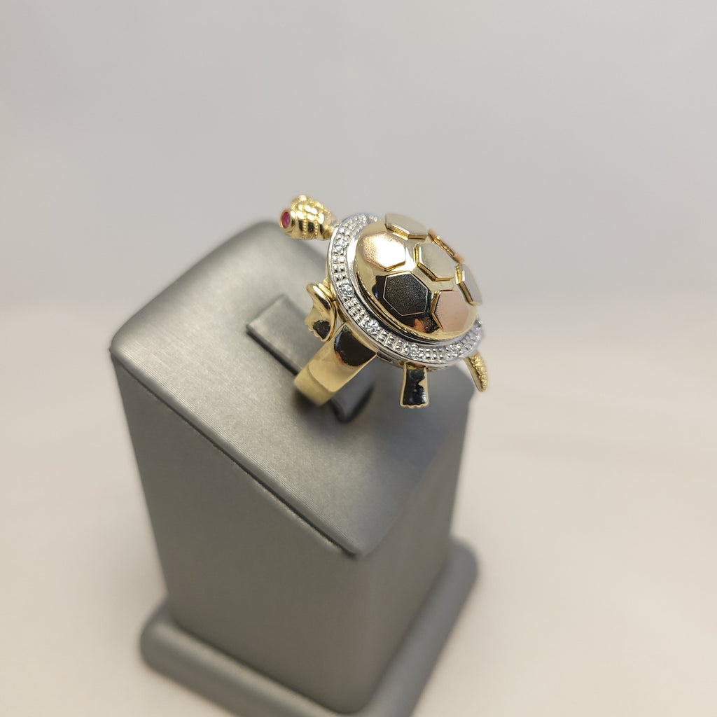 14K Tri-Color Tortoise Ring