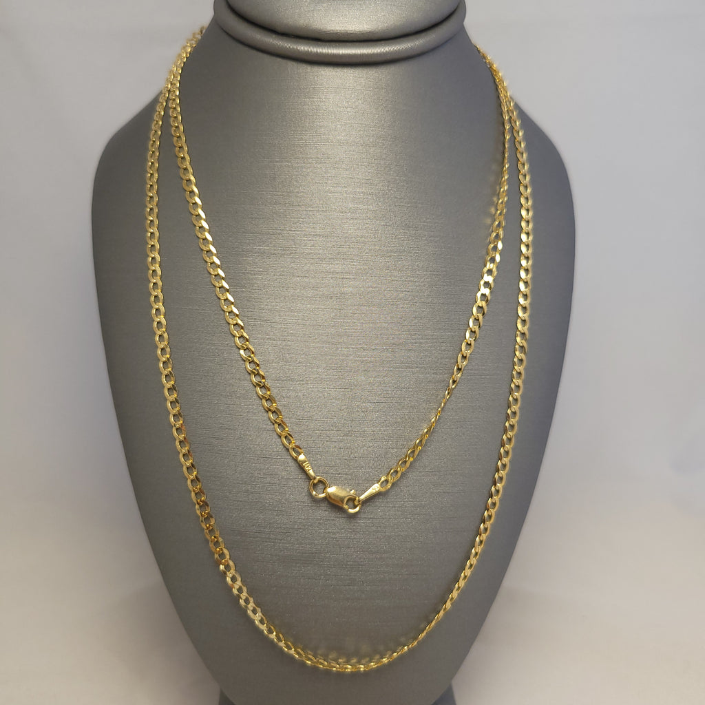 Cadena maciza barbada de oro amarillo de 14K