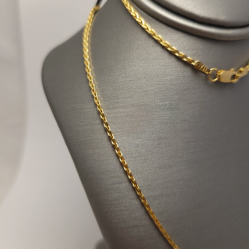 Cadena Sólida de Eslabones Spiga de Oro Amarillo de 14K