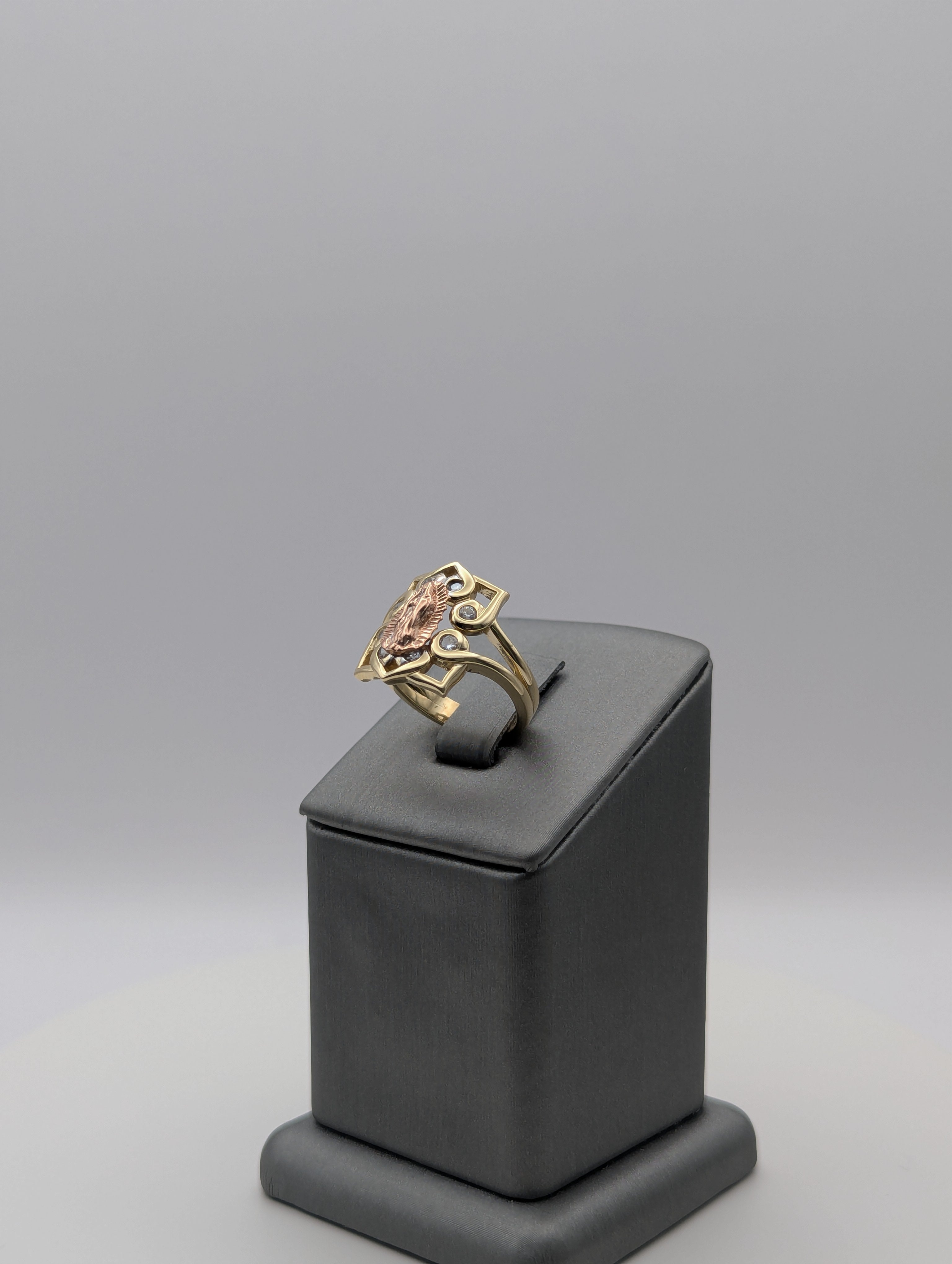 14K YG/ RG CZ Virgin Mary Ring