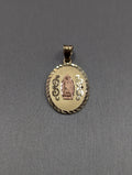 Dije de oro bicolor de 14 quilates con corte diamante de la Virgen de Guadalupe